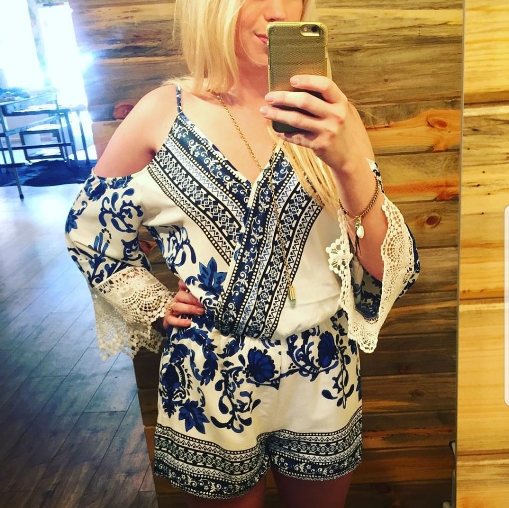 Cold shoulder boho romper